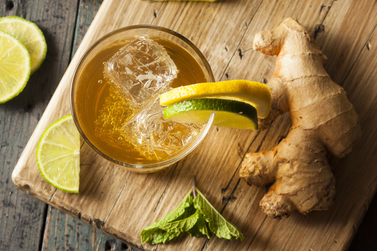 Bio Ginger Ale Limonade mit zitrone im Glas